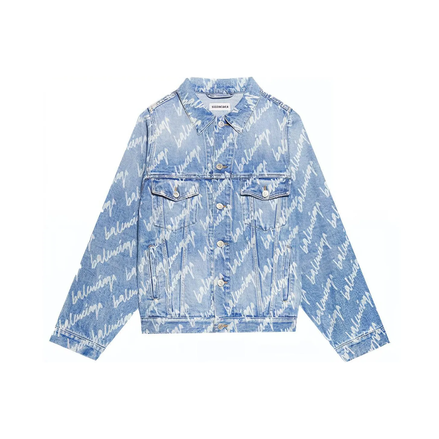 Balenciaga All Over Logo Denim Jacket
