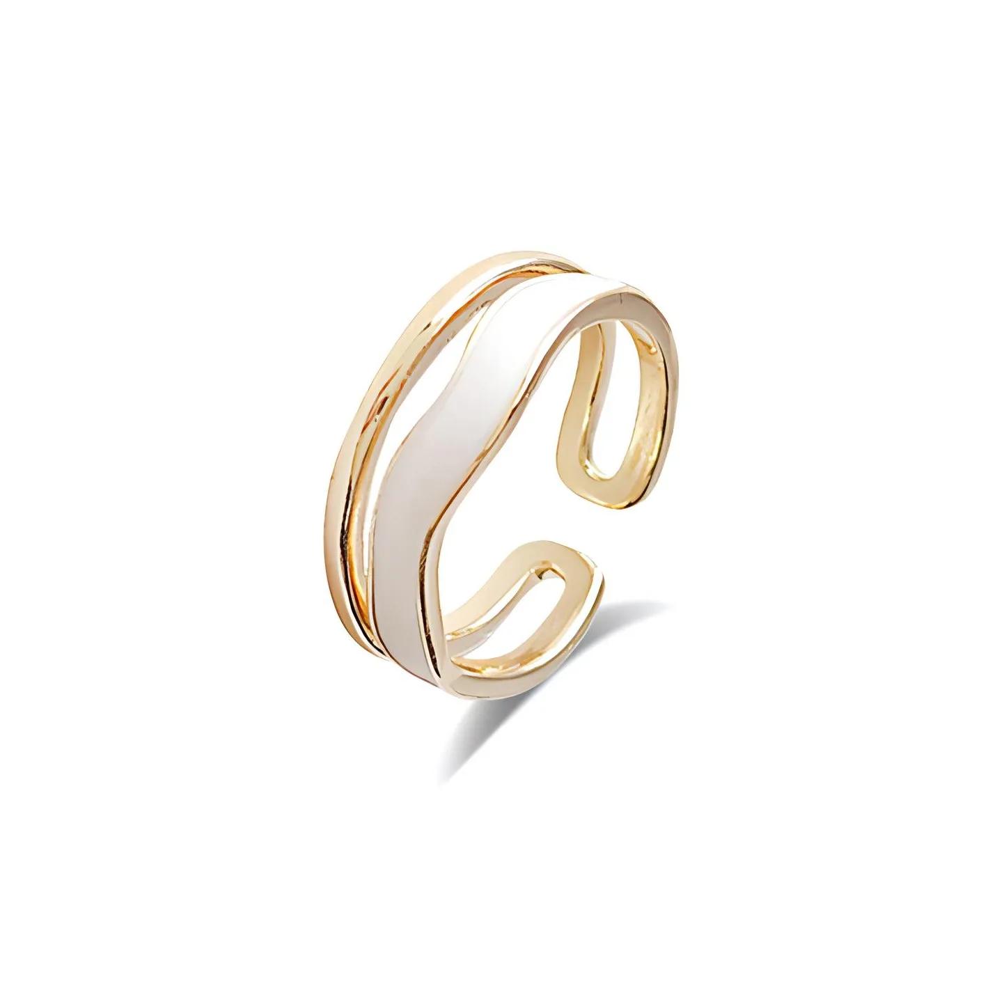 WANLIACC Сплав Кольца Двойной Layer Волна Кольцо Женские