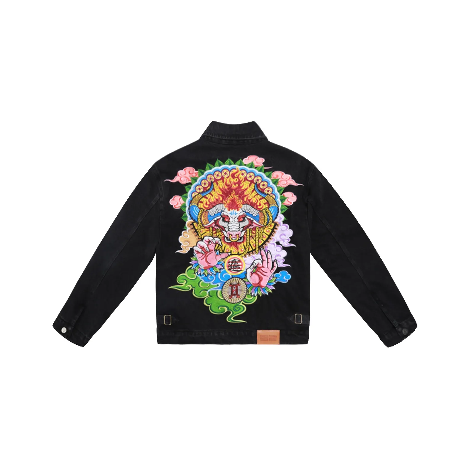 SANSHENGLIUBU Loose Fit Denim jacket Manches Men's Black