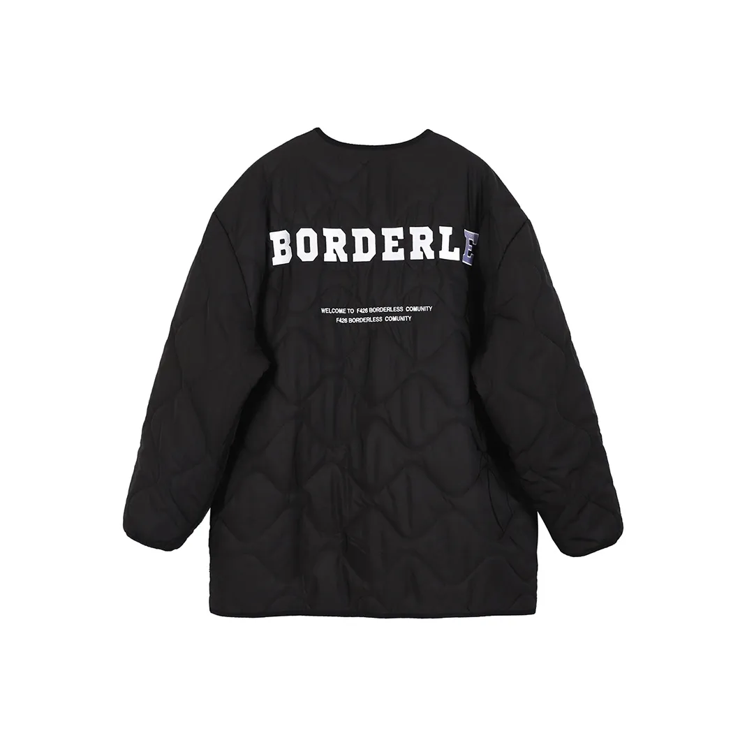 F426 Однотонный Без воротника Пуховая куртка Унисекс Черный