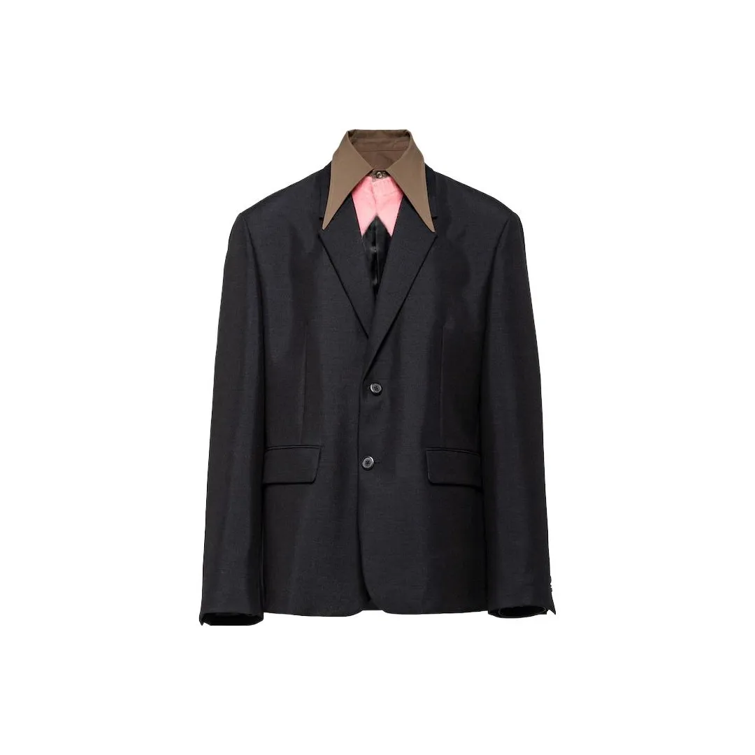 PRADA Detachable Collar Single Breasted Blazer