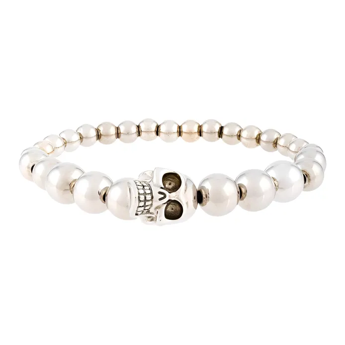 ブレスレット MCQUEEN SKULL FRIENDSHIP BRACELET WITH PEARL Women's Skull and Pearl Friendship Bracelet in Cream