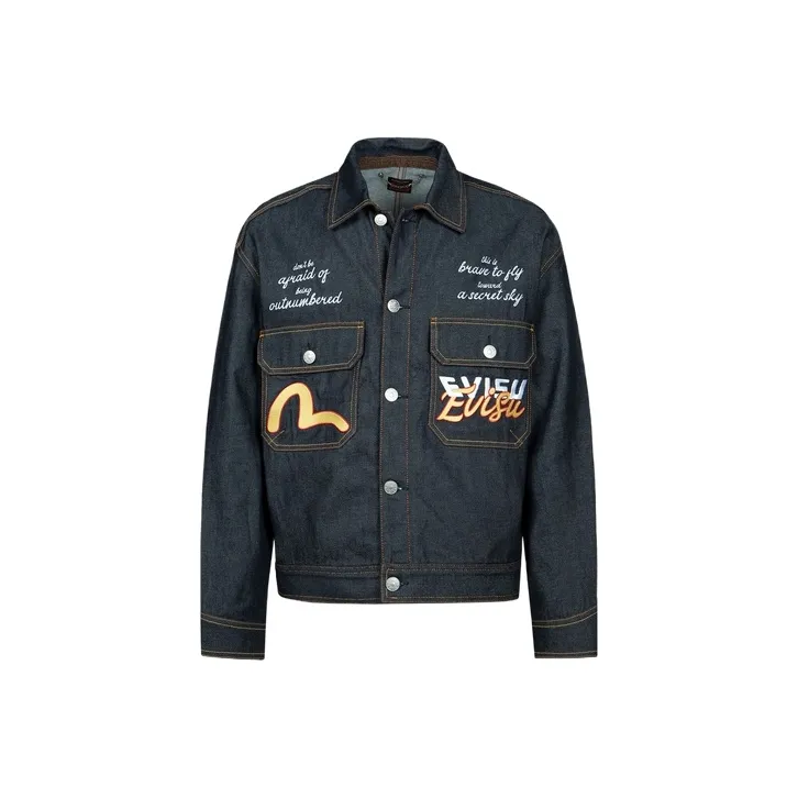 EVISU Джинсовый синий Мужской Джинсовые куртки