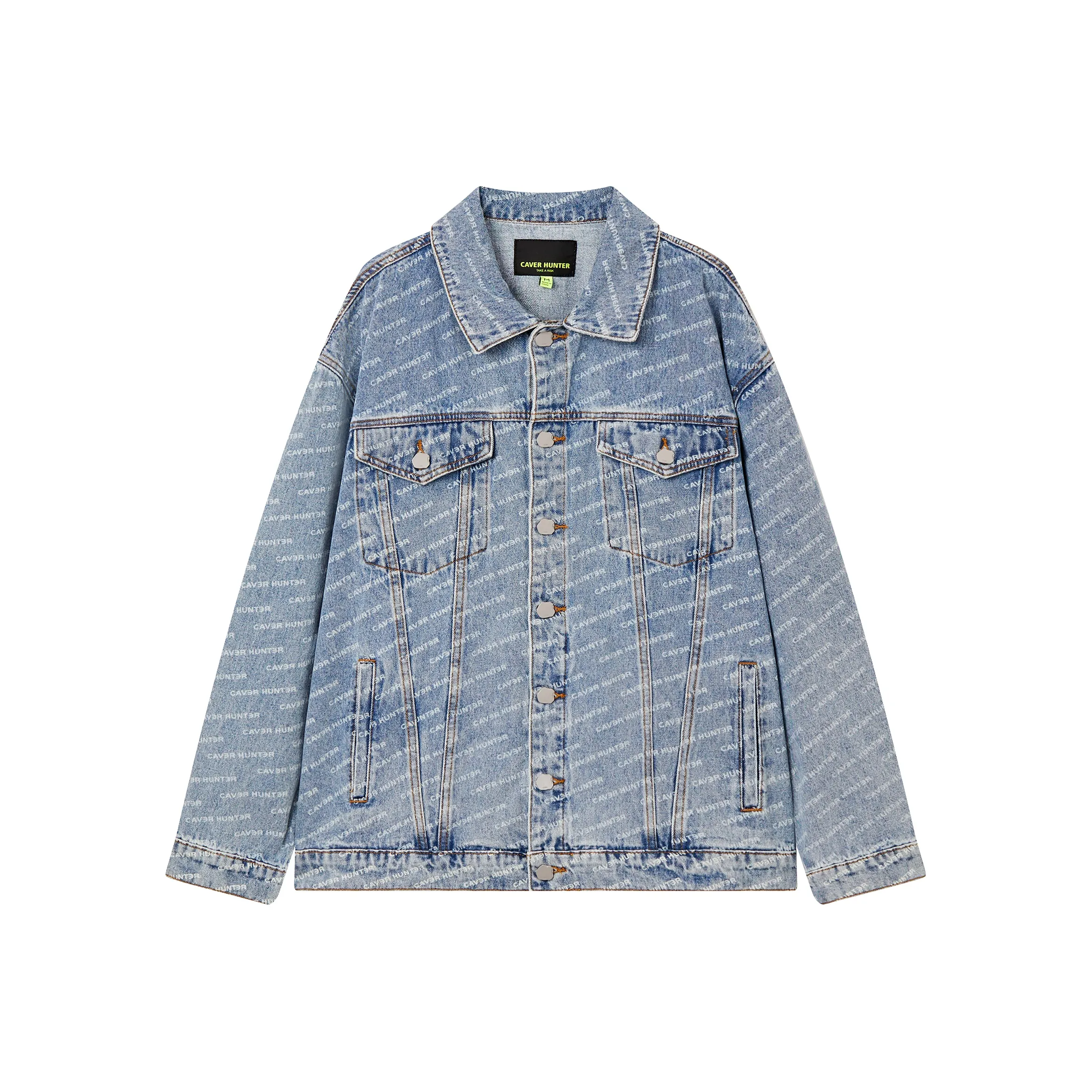 Caver&Hunter Spring Fall Denim Jacket Unisex Light Blue