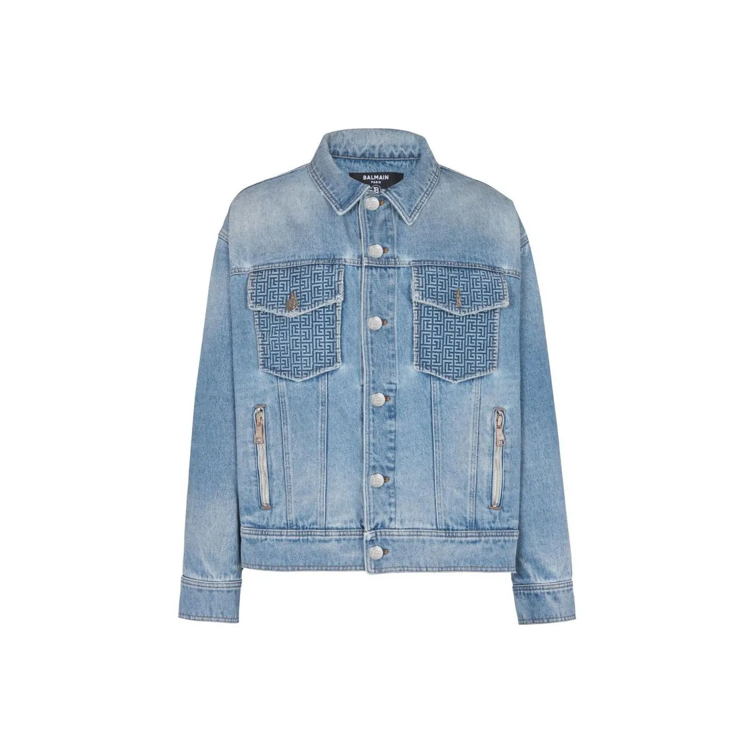 BALMAIN Distressed Rear Logo Printed Jacket