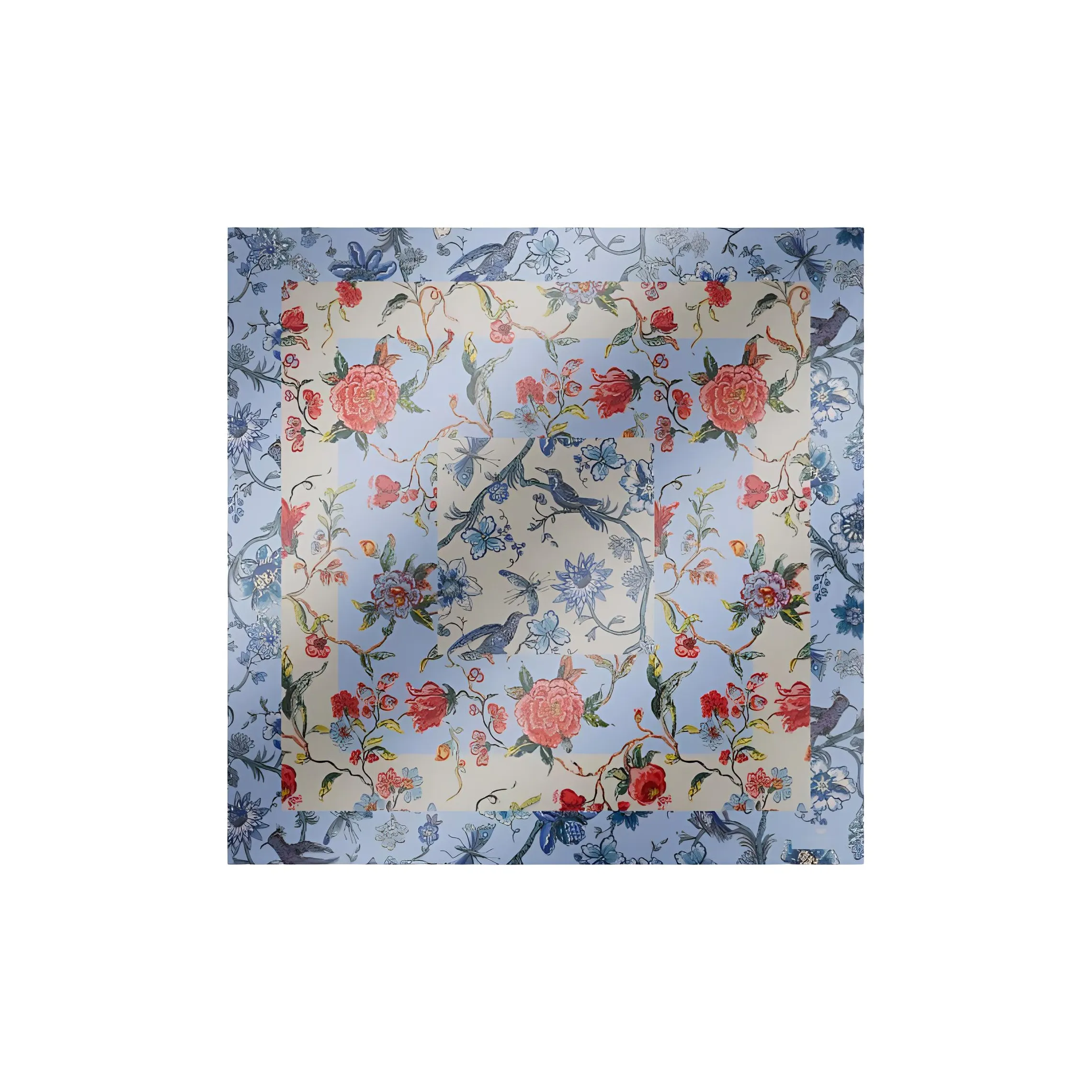WEEKEND MaxMara Mulberry Silk Scarves Women's Sky Blue/Umber