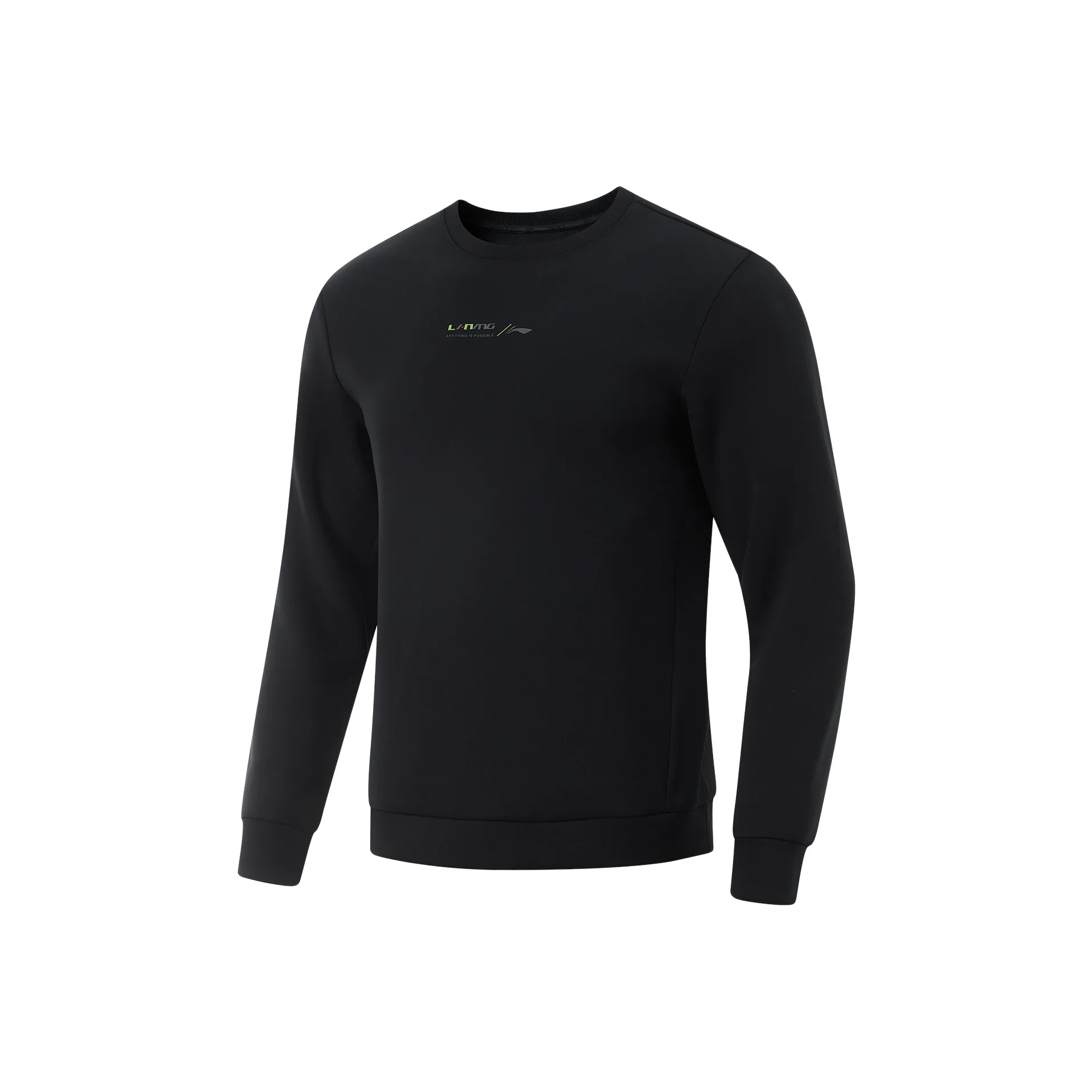 LiNing Fitness Series Sweatshirt Men's Black/Banana Leaf Green Embroidered
