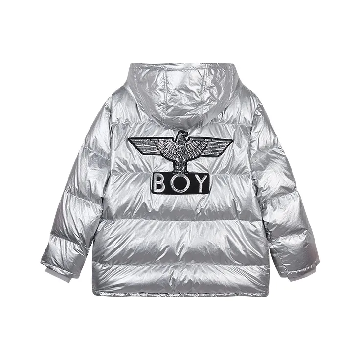 Boy London С капюшоном Пуховик Унисекс Серебряный