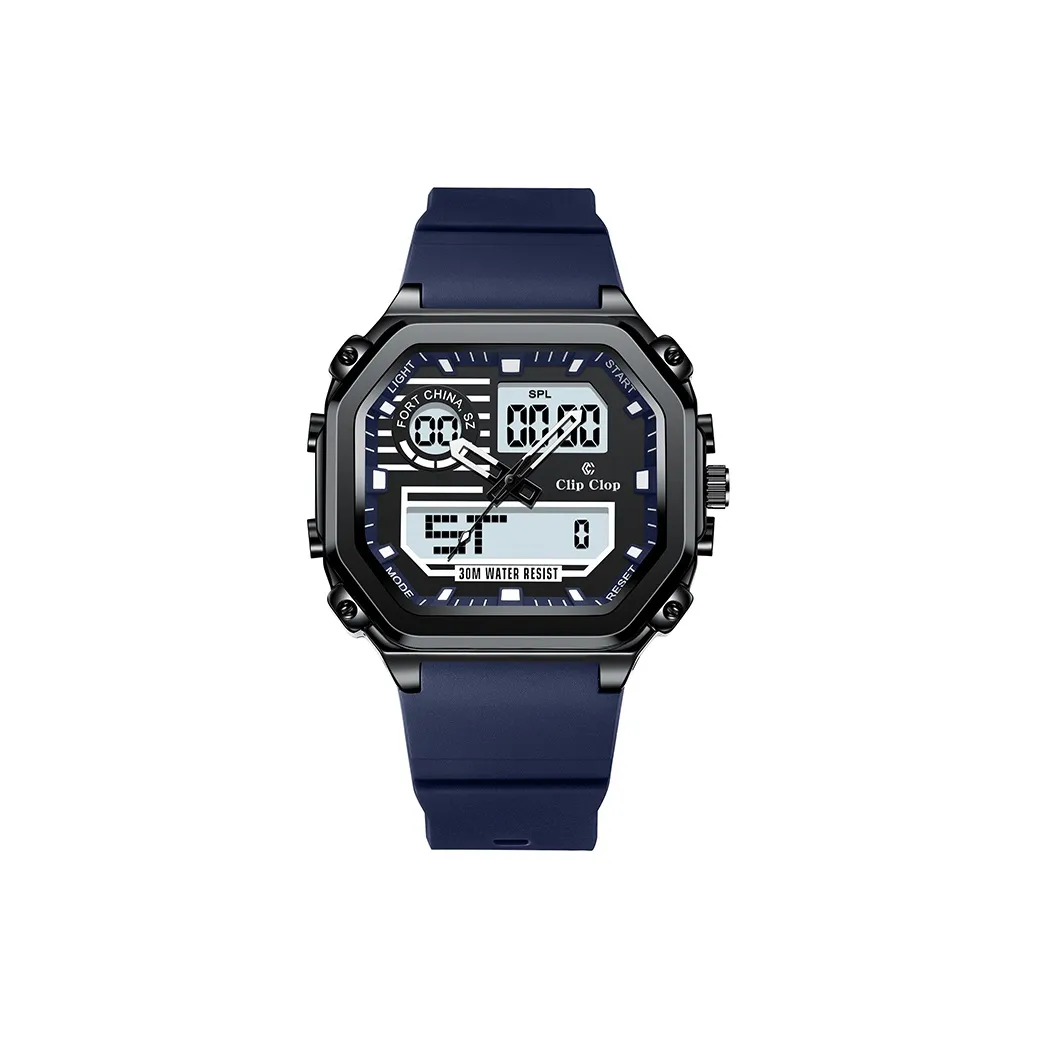 Clip Clop Маленький Квадратный Таблиец Кварцевый Механизм Силиконовый Ремешок Часы Мужские Черный Циферблат