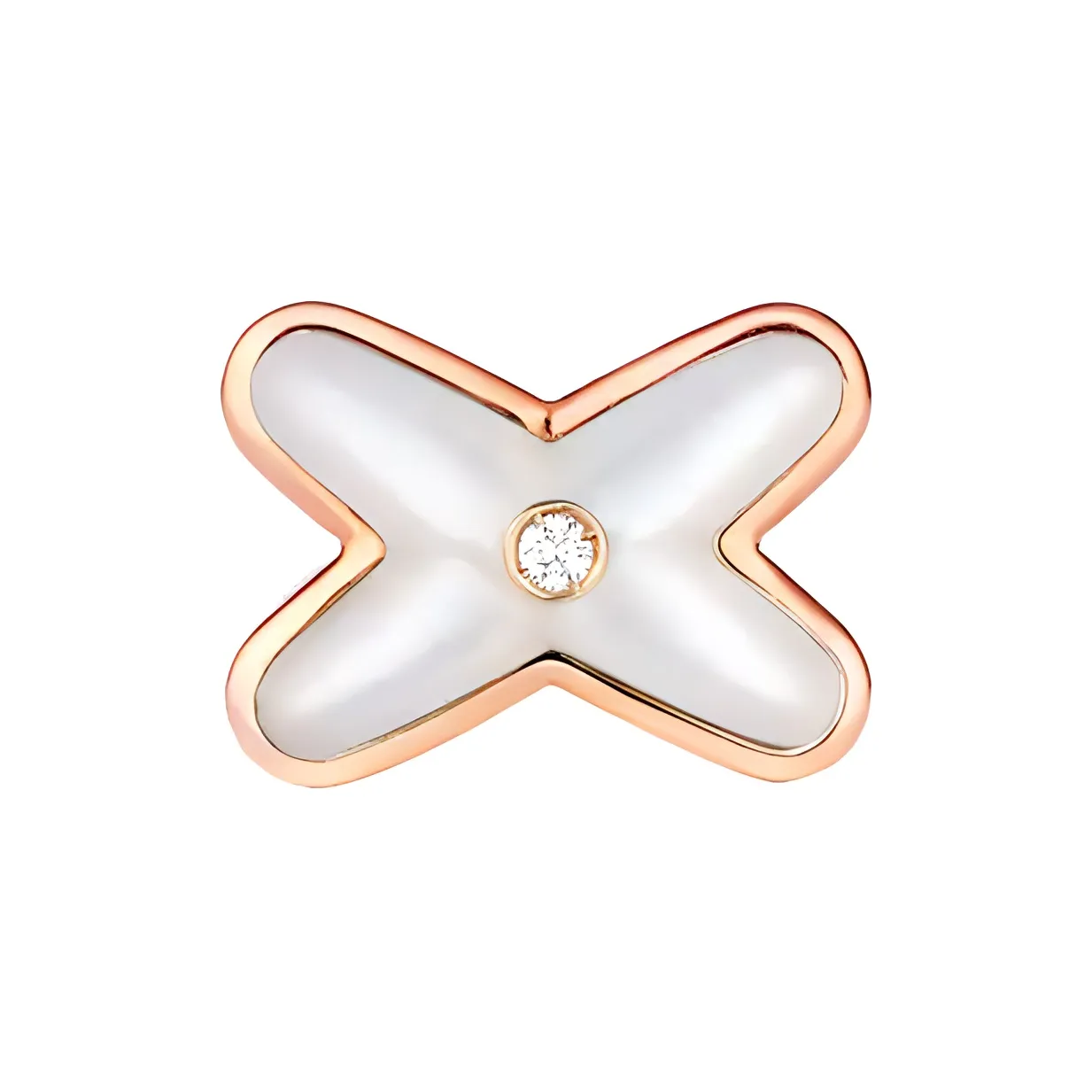 Chaumet Mother Of Pearl 18K Rose Gold, Diamond Stud Earrings Women's