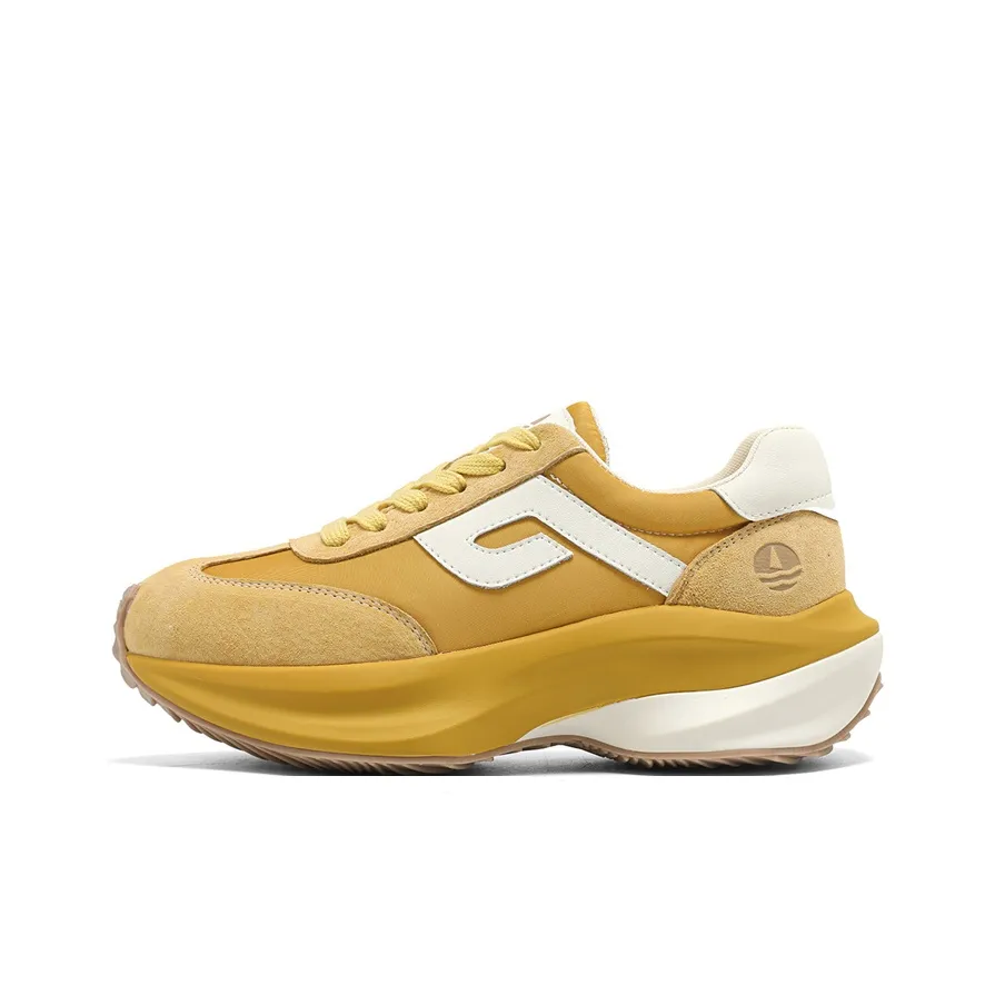 NAVIGARE визуально увеличивает рост Низкий топ Толстая подошва Кроссовки Женские Желтые