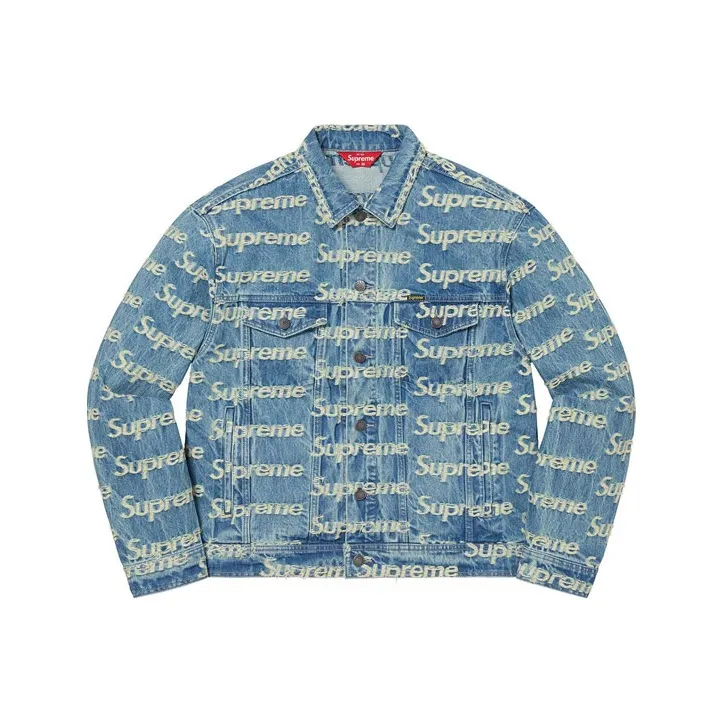 Supreme Frayed Logos Denim Trucker Jacket