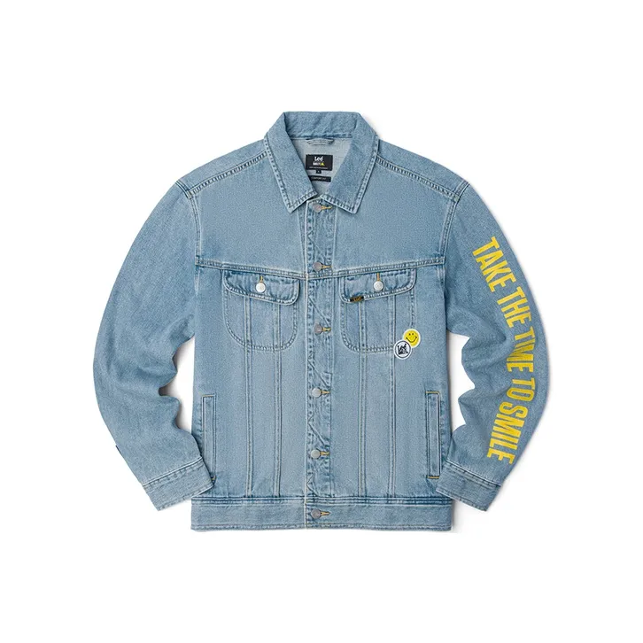 Lee X Smiley® Ss22 Средний Светло-Синий Мужской Джинсовые Куртки
