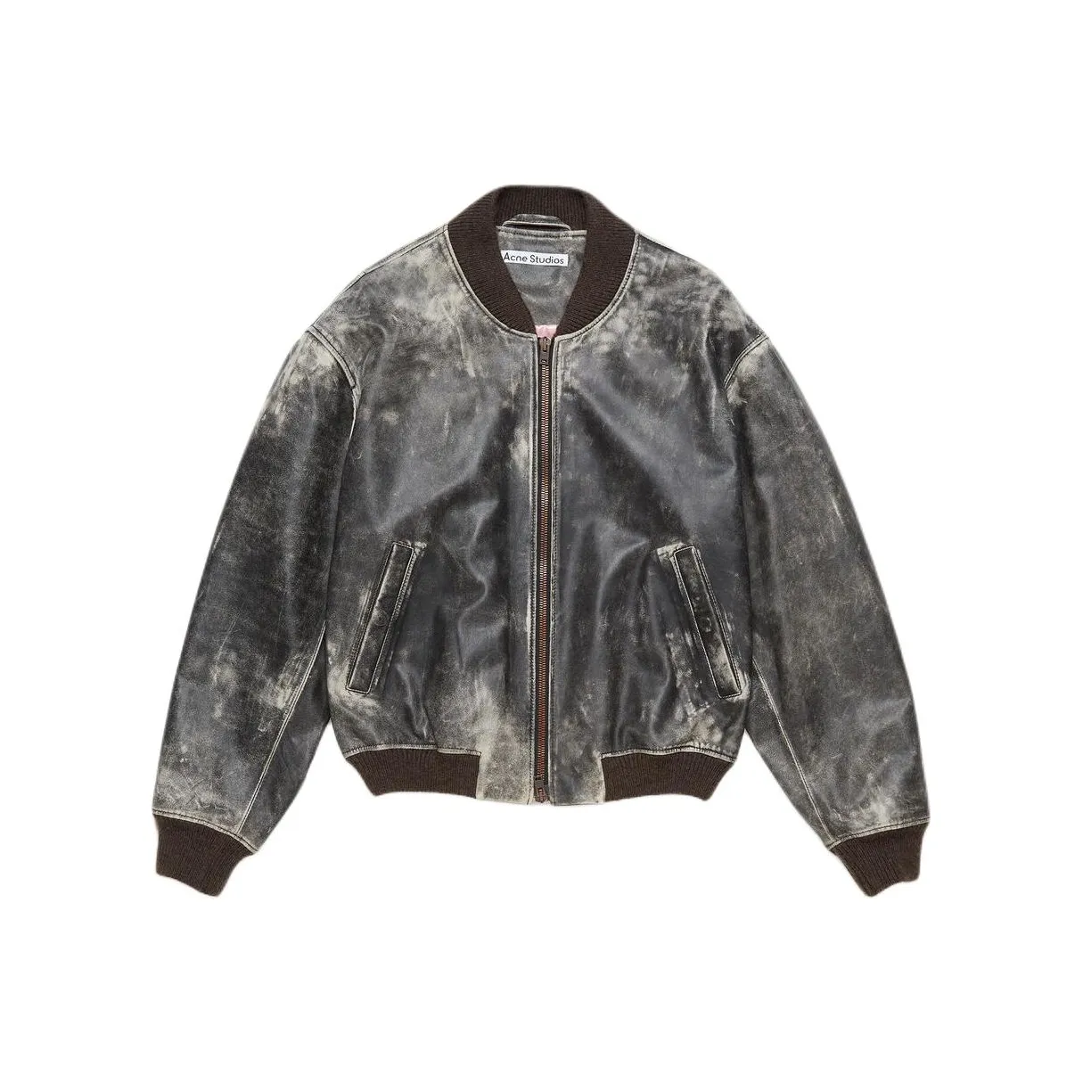Acne Studios Logo Embossed Faded Leather Jacket