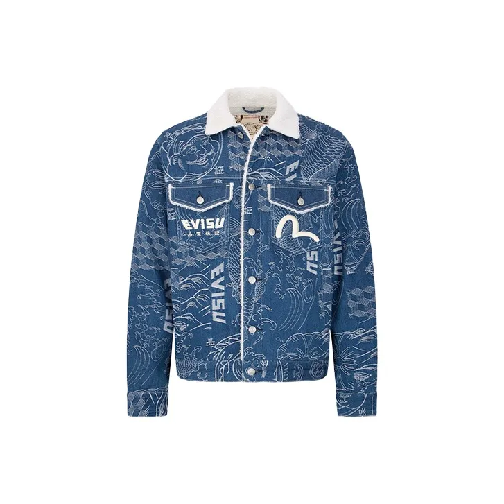 EVISU Джинсовый синий Мужской Джинсовые куртки