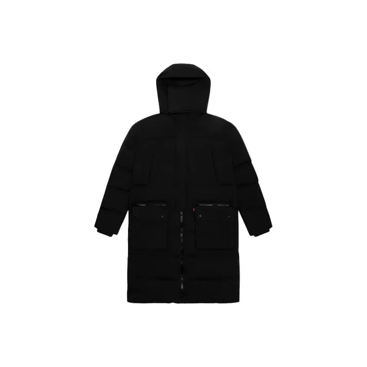 Levis Однотонный Letters С капюшоном MID Длина (размер в длину) Пуховик Мужской Черный