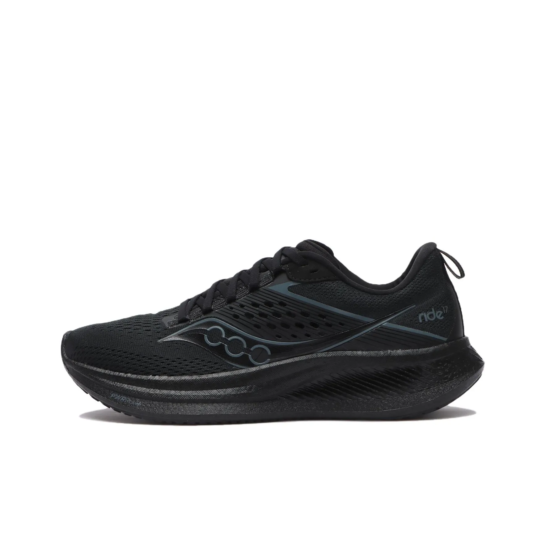 Saucony RIDE 17 Anti Slip Wear Resistant Low Top Casual Running Shoes Men's Black