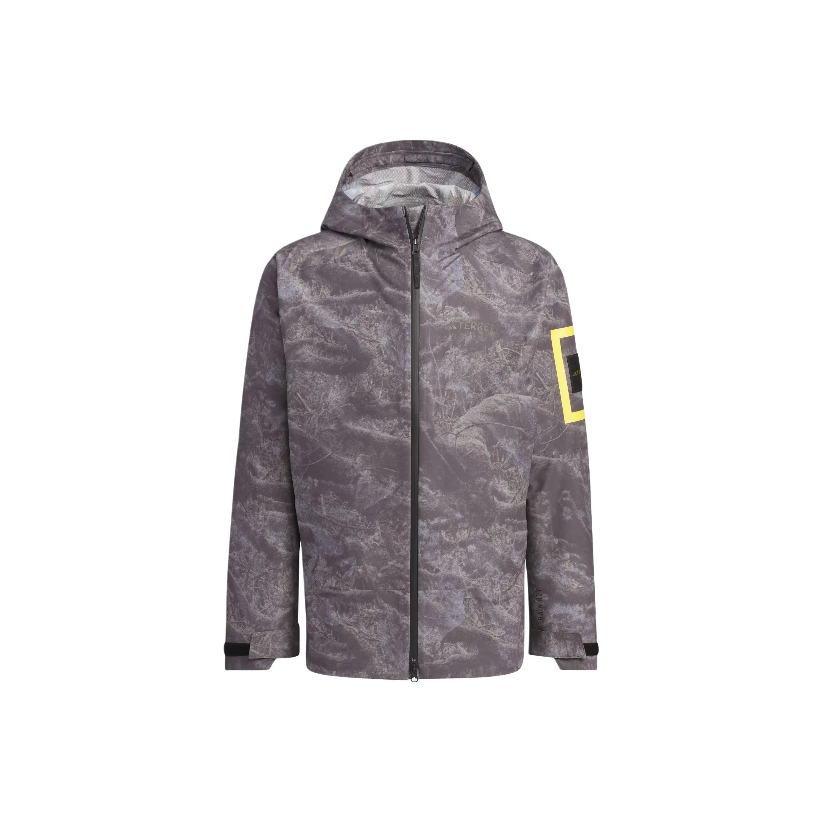 Adidas x NATIONAL GEOGRAPHIC ALLOVER PRINT Waterproof, Rainproof, Windproof Windbreaker Jacket Men's Silver Gray Violet