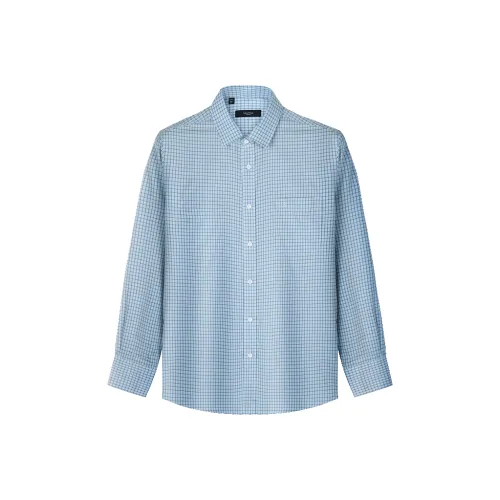 NAUTICA TAILORED Светло-синий Клетчатый Мужские Рубашки