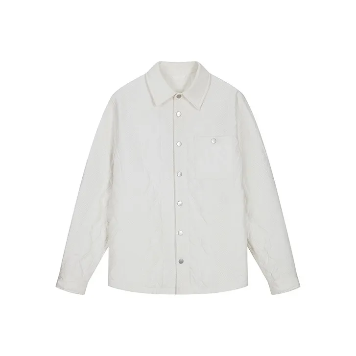 DAVID NAMAN FW22 Solid Color Lapel Thin Puffer Jacket Men's White