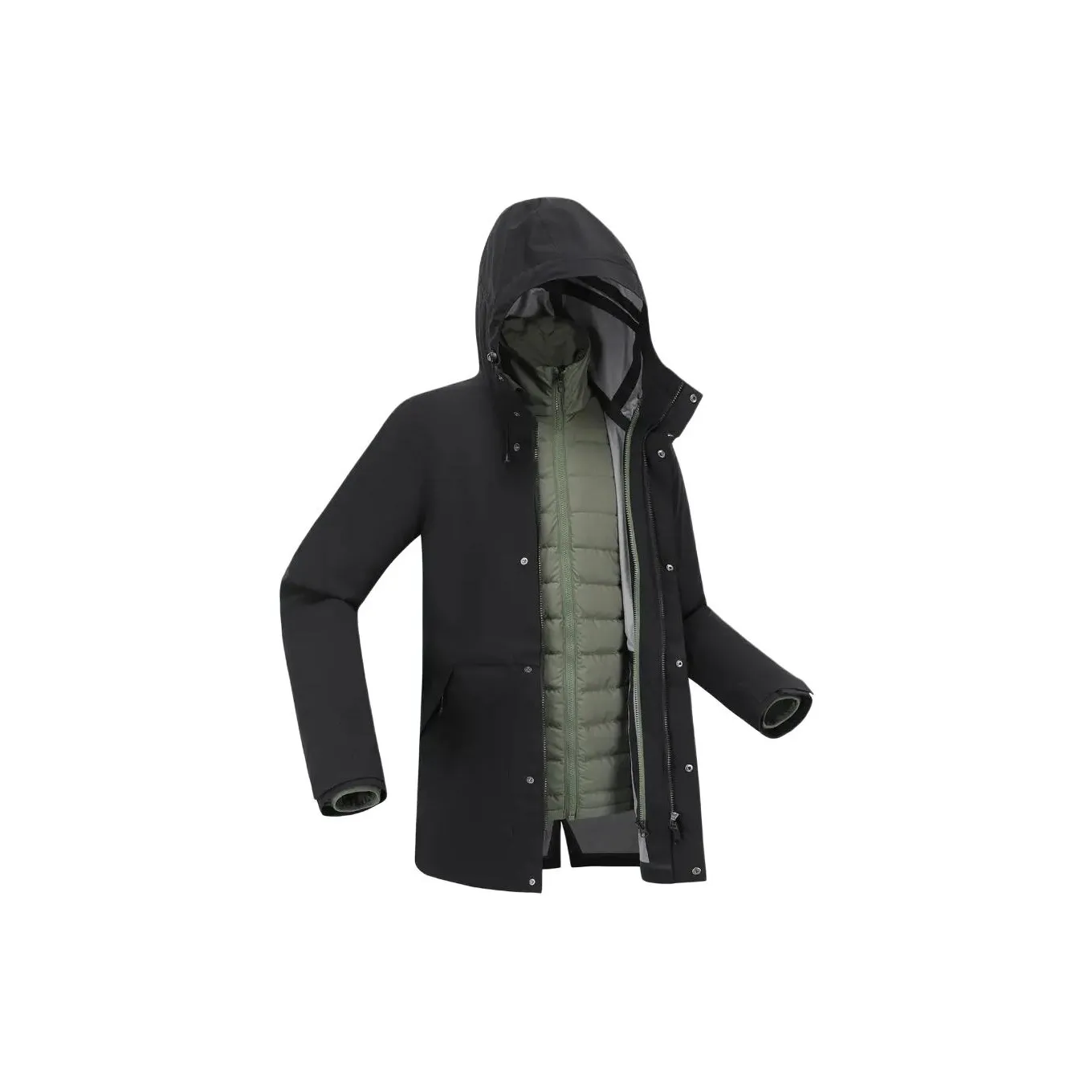 DECATHLON Water-Resistant Rainproof Warm Breathable Windbreaker Jacket Men's Black