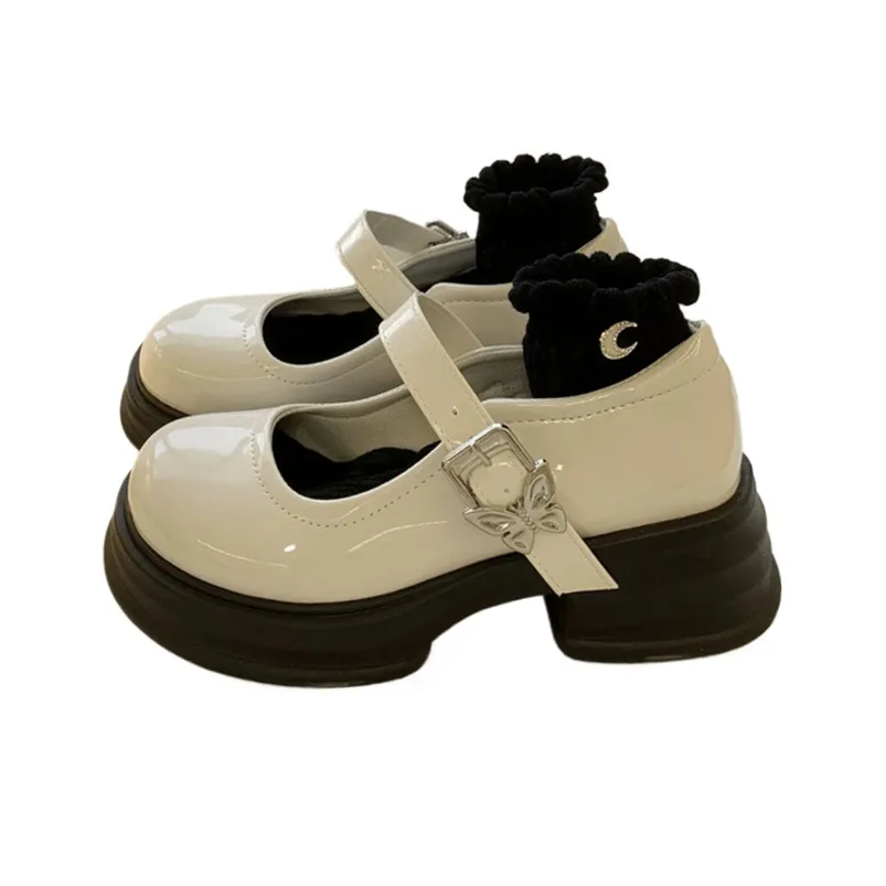 LIANGHUO Туфли Мэри Джейн Женские Белые