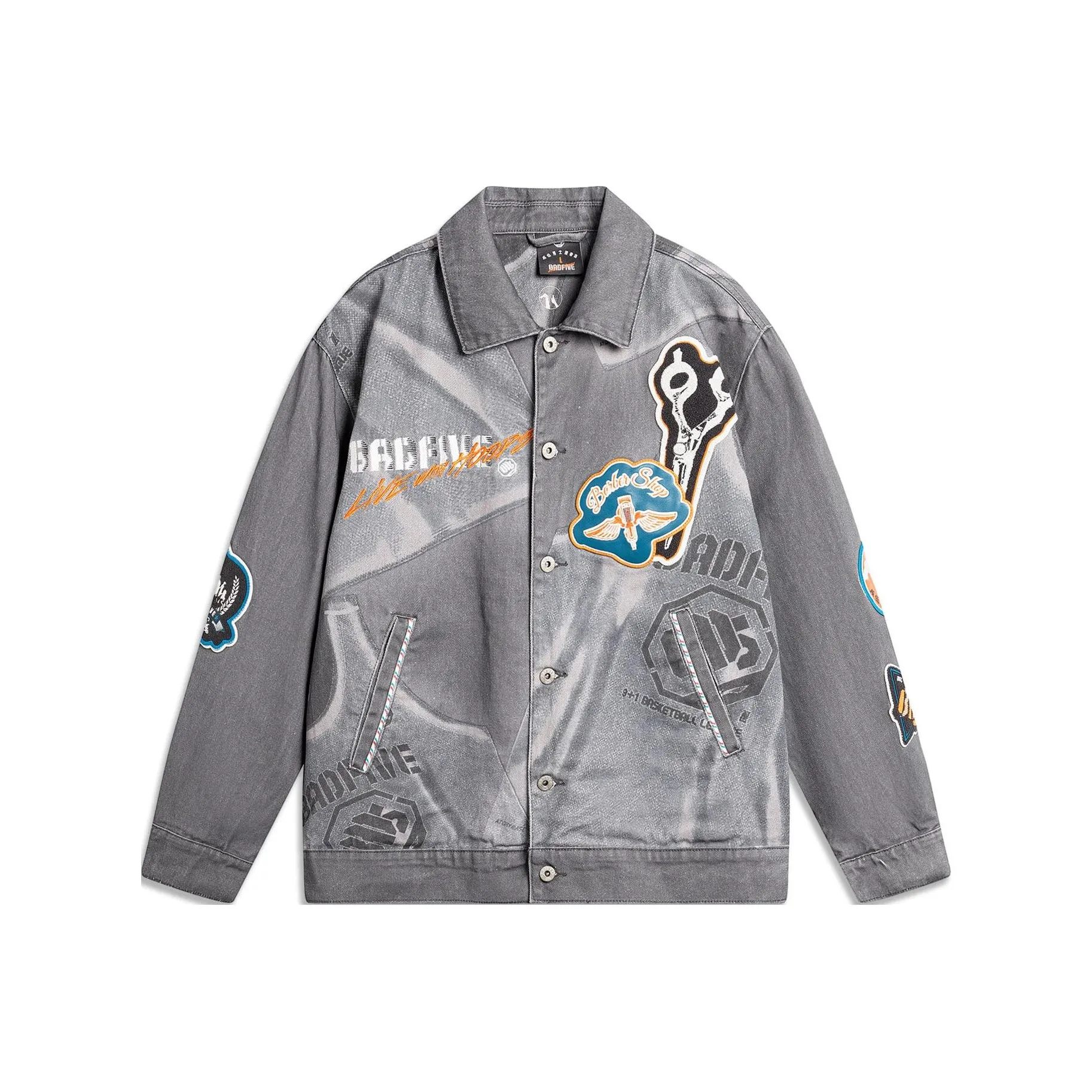 LiNing Badfive Denim Jacket Men's Obsidian Gray