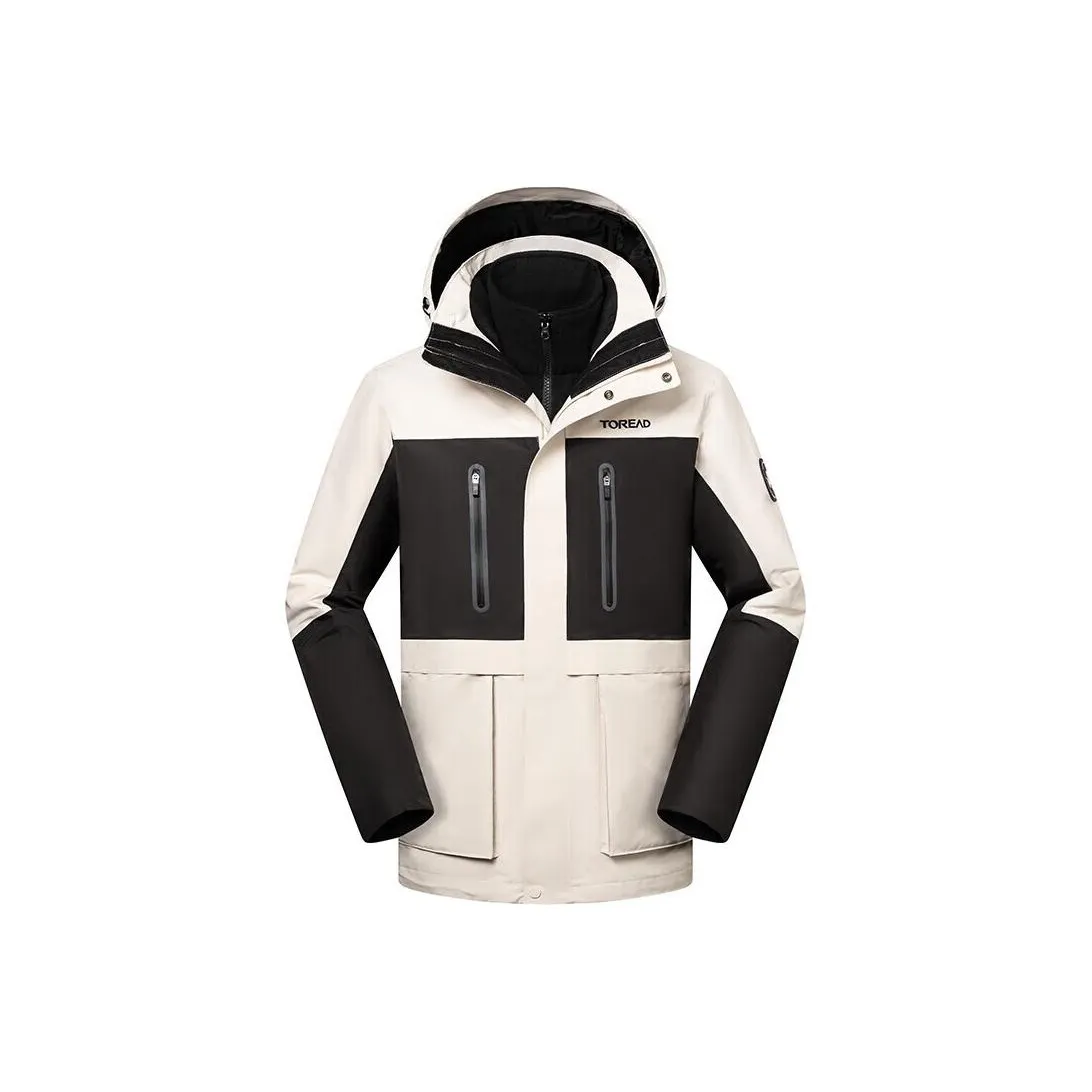 TOREAD Waterproof And Windproof To Keep Warm Windbreaker Jacket Men's Polar White/Black