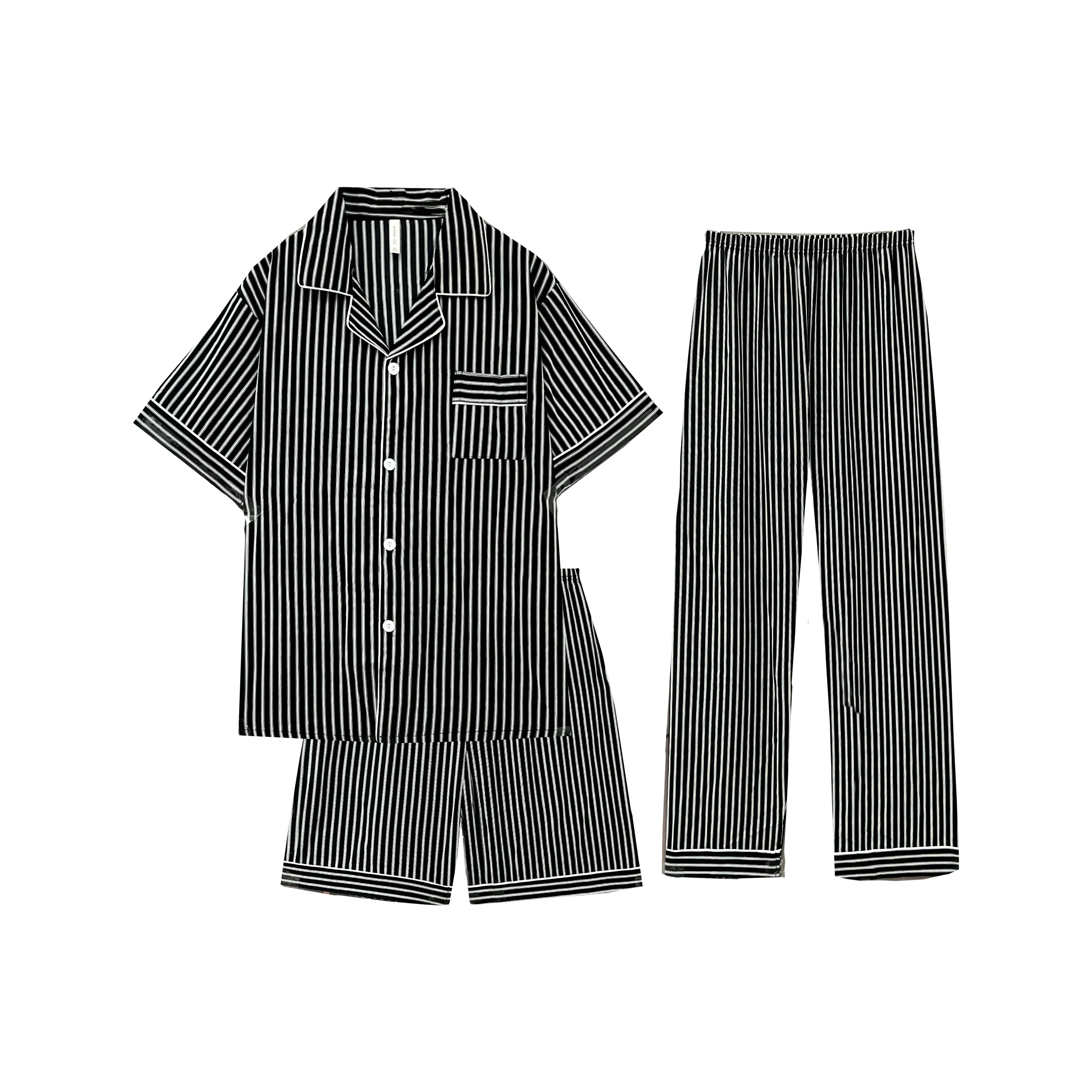 Qiao Ni Tong Пижамный комплект Мужской Cool Вертикальные полосы