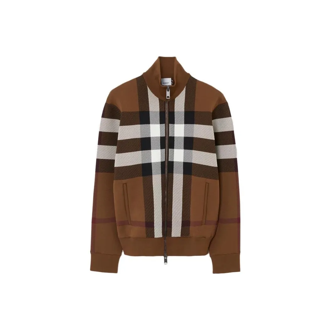 Burberry Checked High Neck Zipped Bomber Jacket