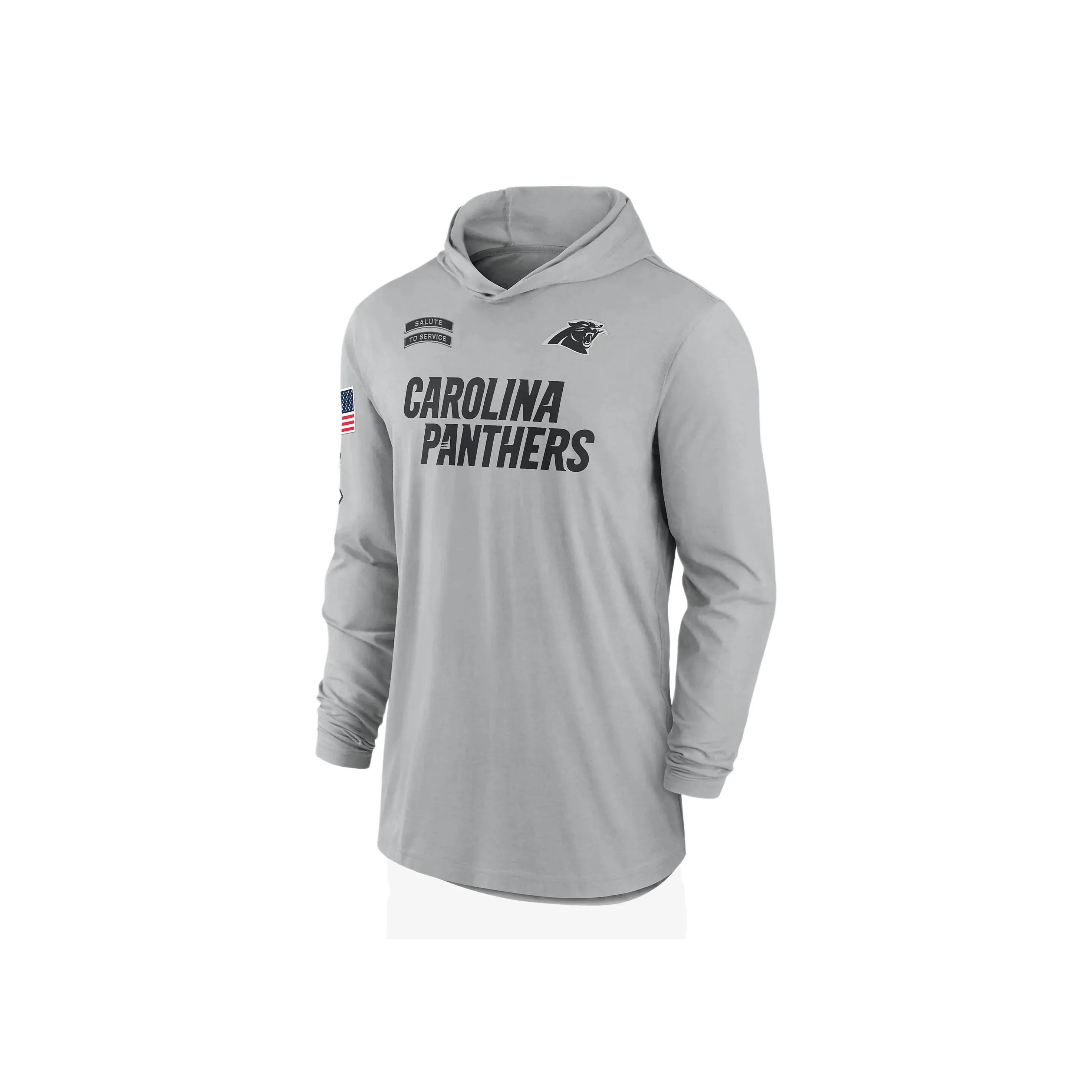 Nike Carolina Panthers Salute To Service Edge Mascot Lockup Men’s Nike Dri-FIT Nfl Long-Sleeve Hooded Top