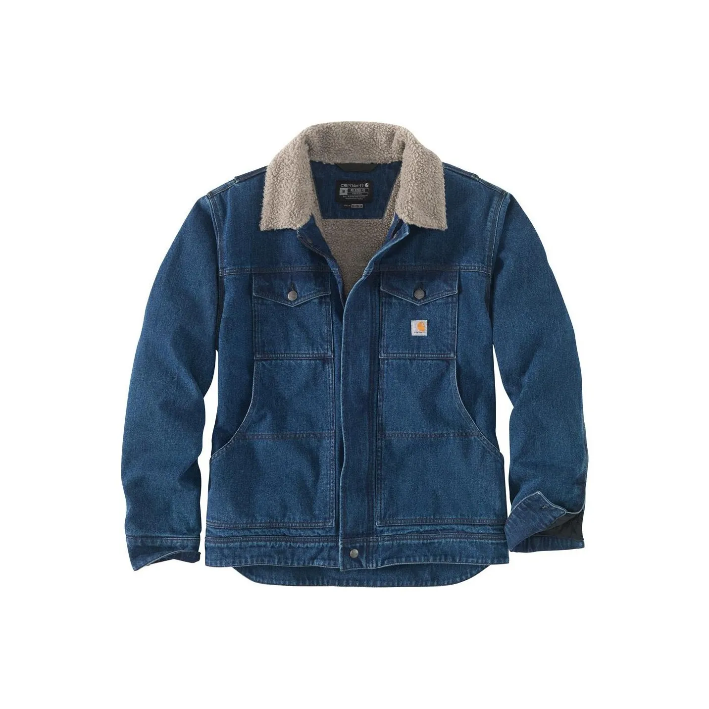 Carhartt 105478 Denim Sherpa Lined Jacket Denim Jackets Relaxed Fit Men's Beech/Blue