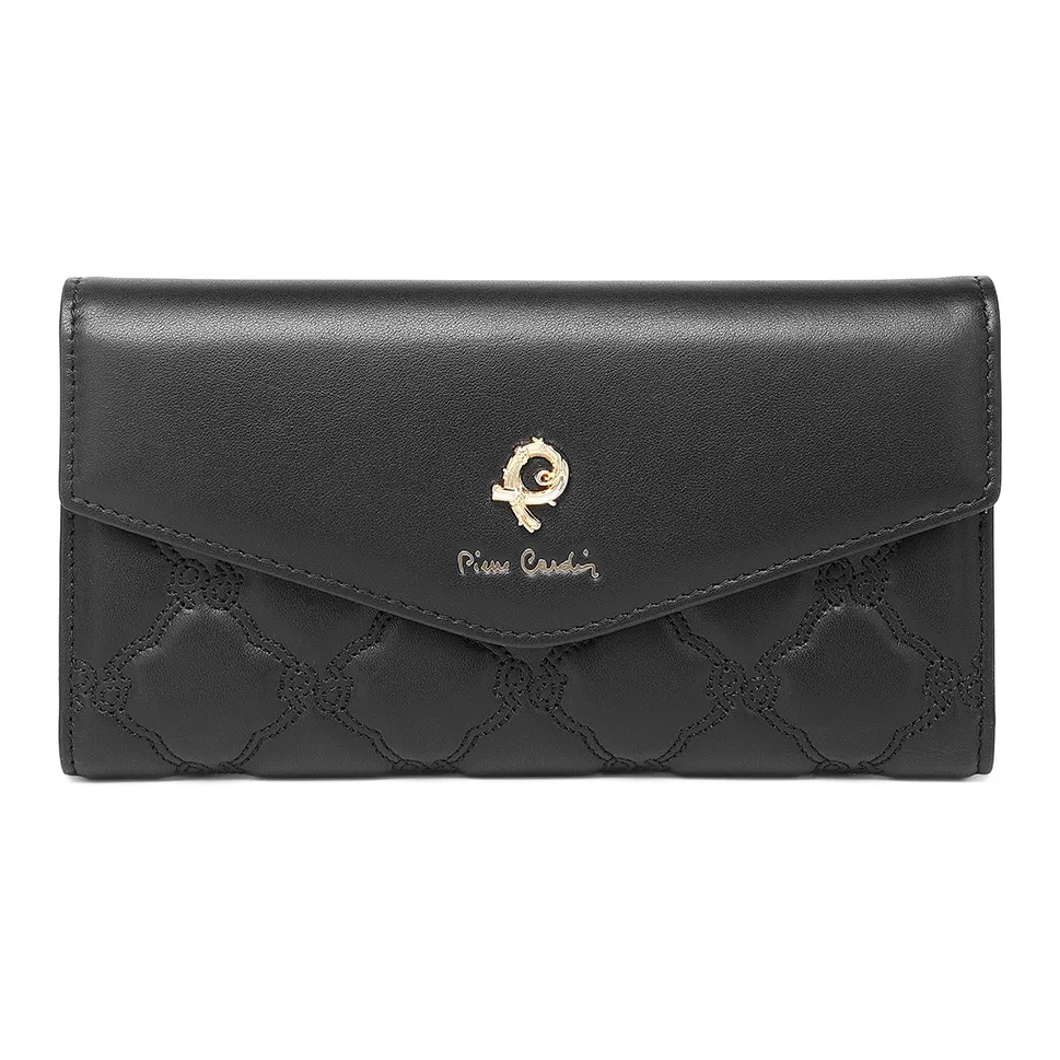 PIERRE CARDIN Кошелек из крупнозернистой текстуры коровьей кожи женский черный хаки бежевый