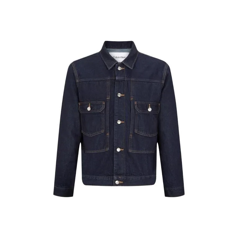 CALVIN KLEIN Simple Collection Denim Jacket Unisex Dark Blue