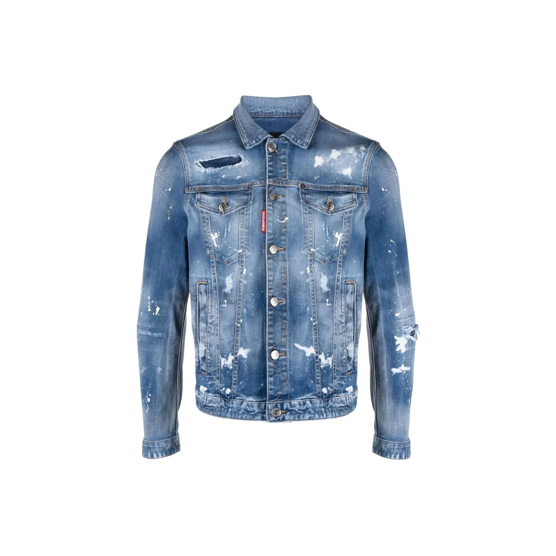 DSQUARED 2 Dan Distressed Faded Effect Denim Jacket
