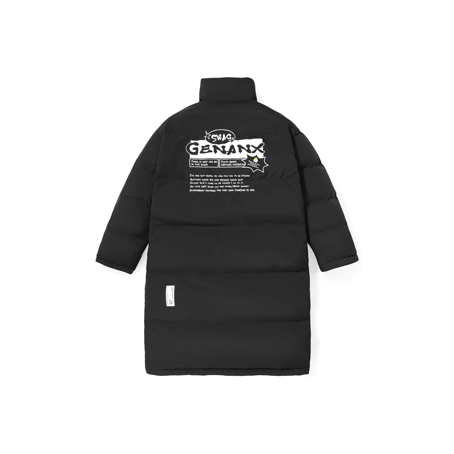 GENANX Letter Stand Collar Hoodless Loose Fit Down Jacket Unisex GENANX Буква Воротник-стойка Без капюшона Свободный крой Пуховик Унисекс