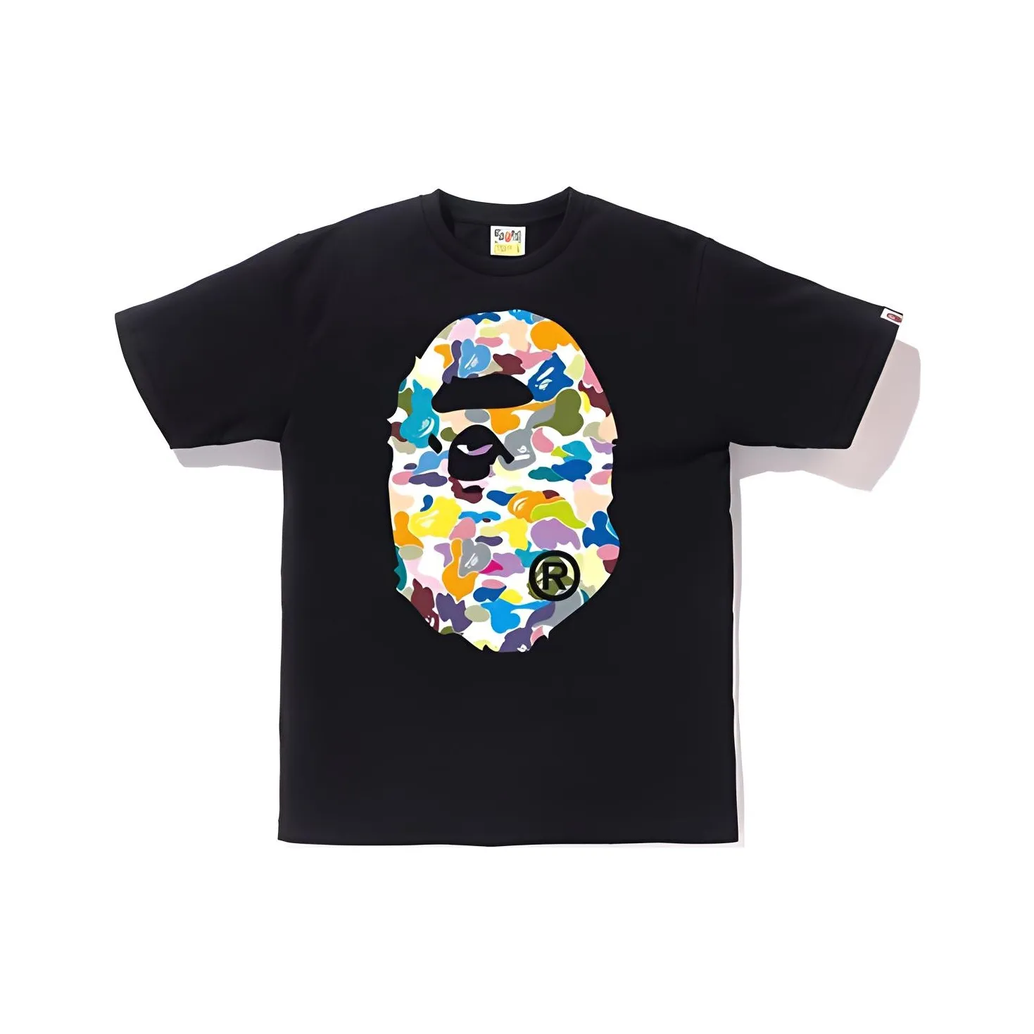 A BATHING APE Multi Camo Big Ape Head Tee