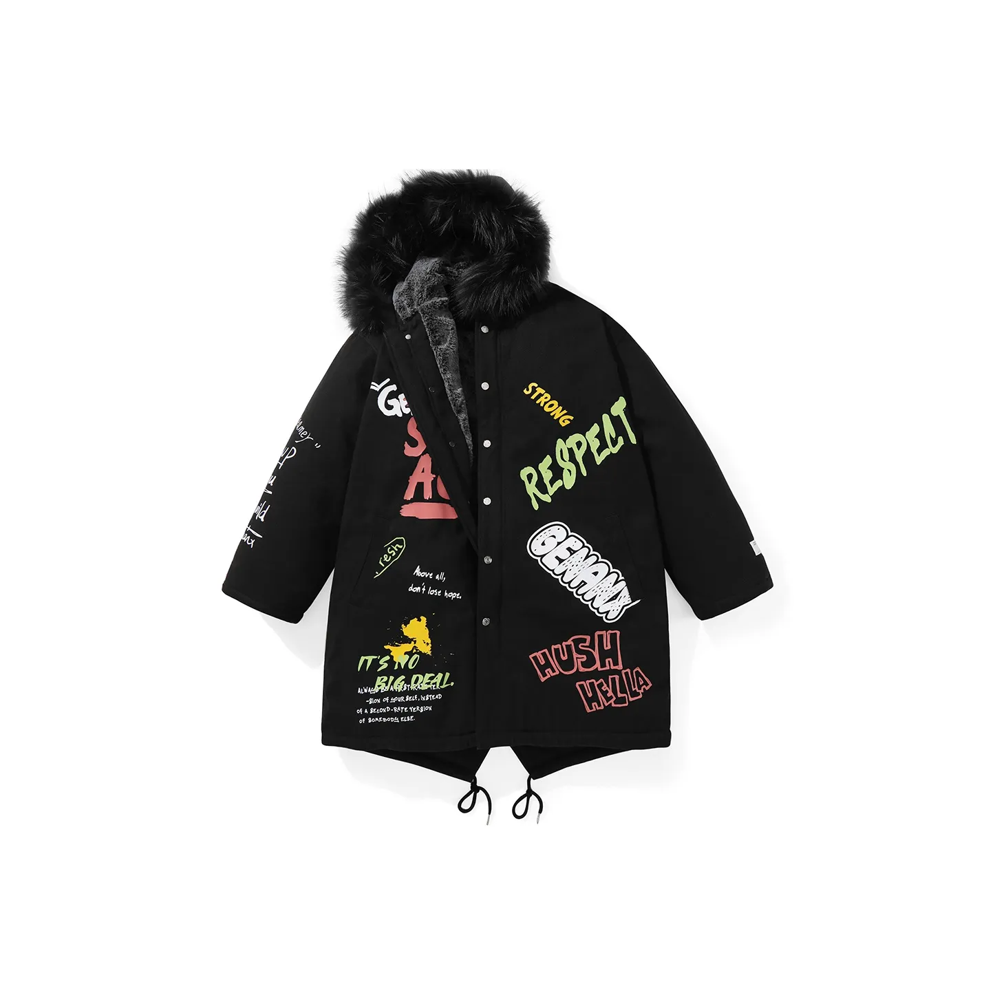 GENANX Хлопковый пуховик унисекс черного цвета