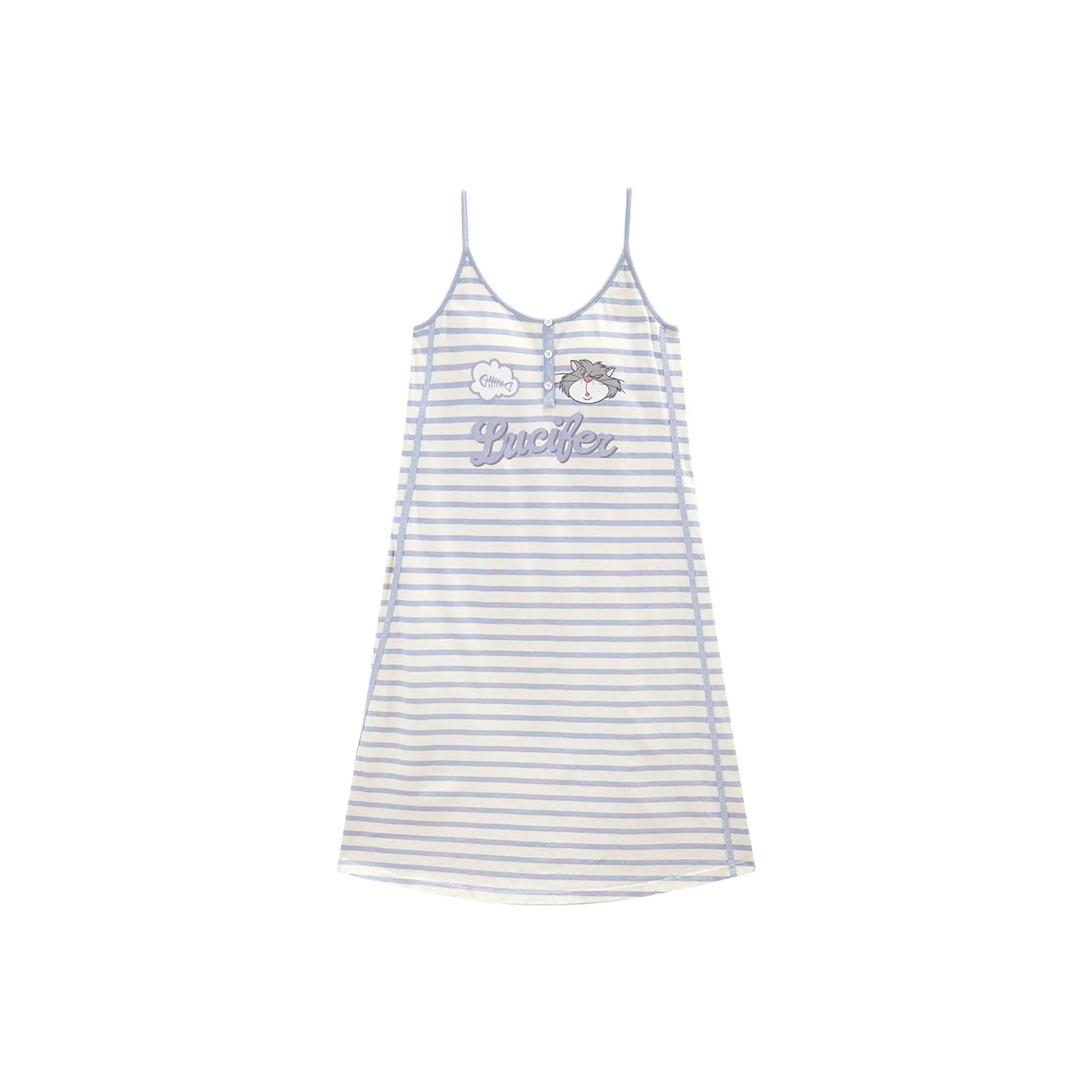 GUKOO x LUSIFU LIANMINGKUAN Ночная сорочка Женская Рыбка Belly Белый