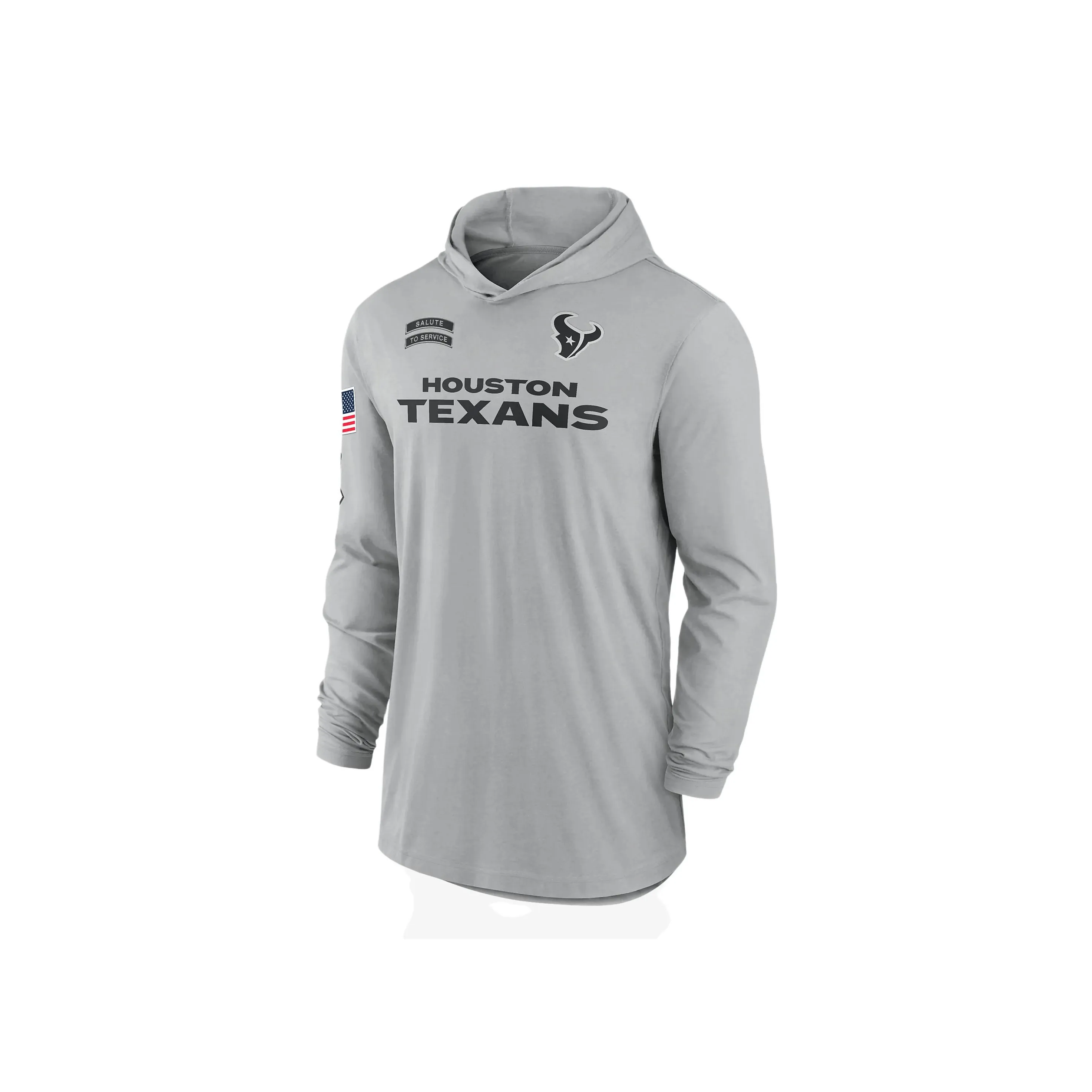 Nike Houston Texans Salute To Service Edge Mascot Lockup Men's Nike Dri FIT Nfl Long Sleeve Hooded Top
