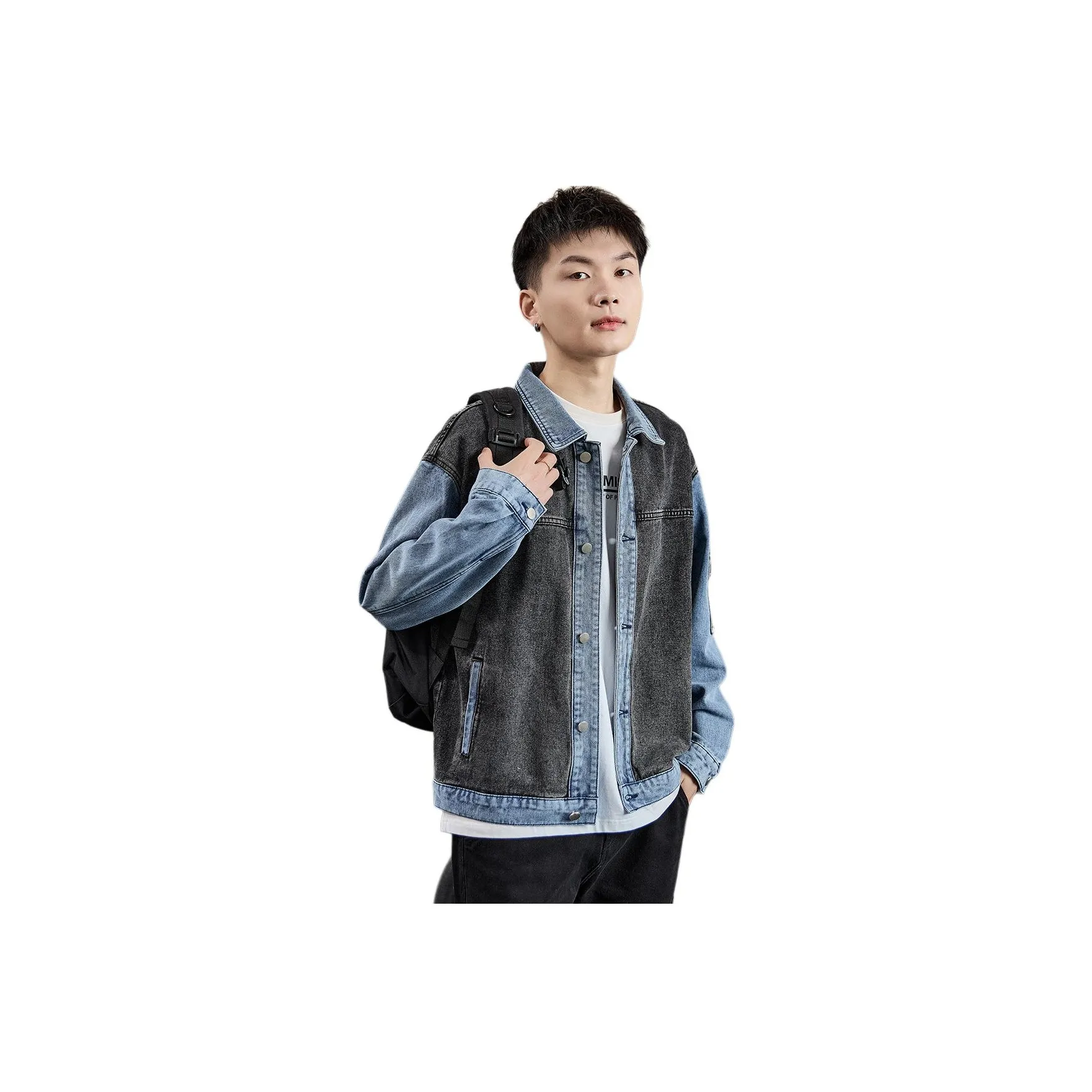 Tonlion Denim Jacket Men's Charcoal Black