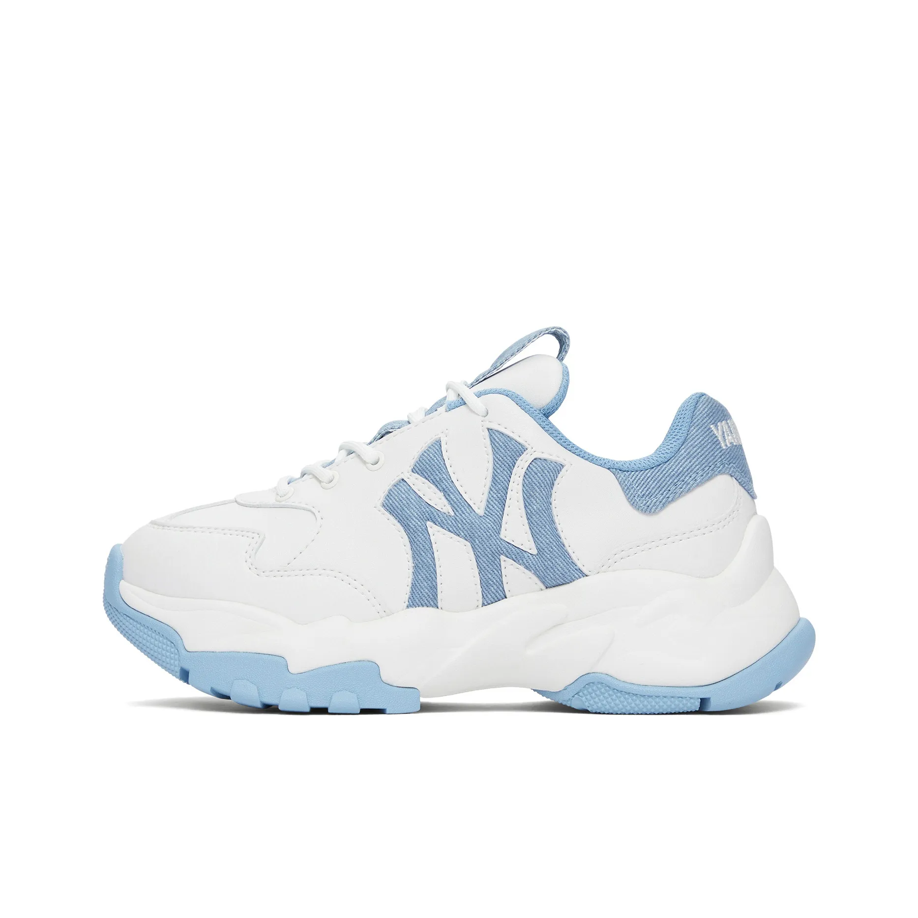 MLB New York Yankees Anti Slip Wear Resistant Low Top Chunky launched Unisex White Blue