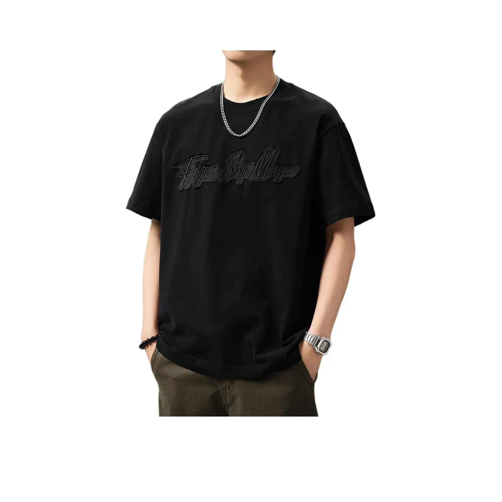 GUISE Летняя футболка свободный крой унисекс черный