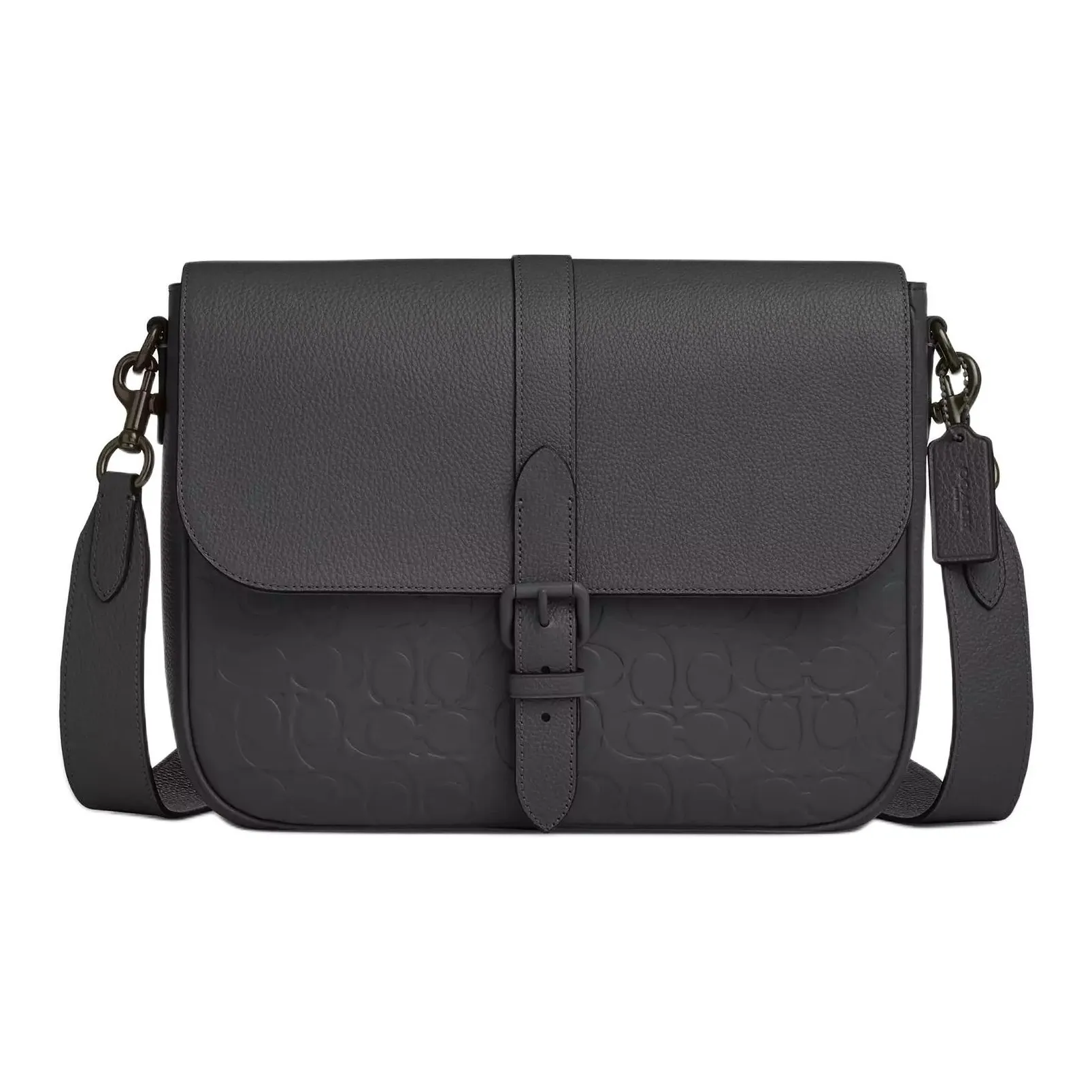 COACH WARNER Телячья кожа с кожаными вставками сумка на плечо большая мужская угольная