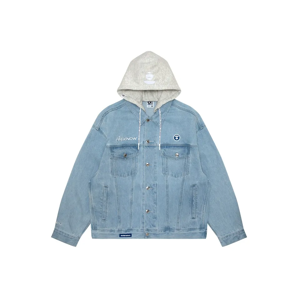 Aape By *A Bathing APE® Logo appliqué Hooded Denim Jacket