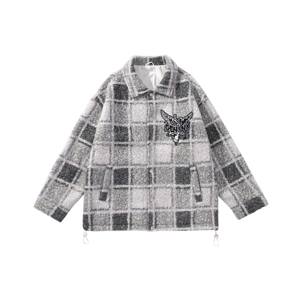 GENANX Куртки и Пальто Унисекс Серый Зеленый Клетка