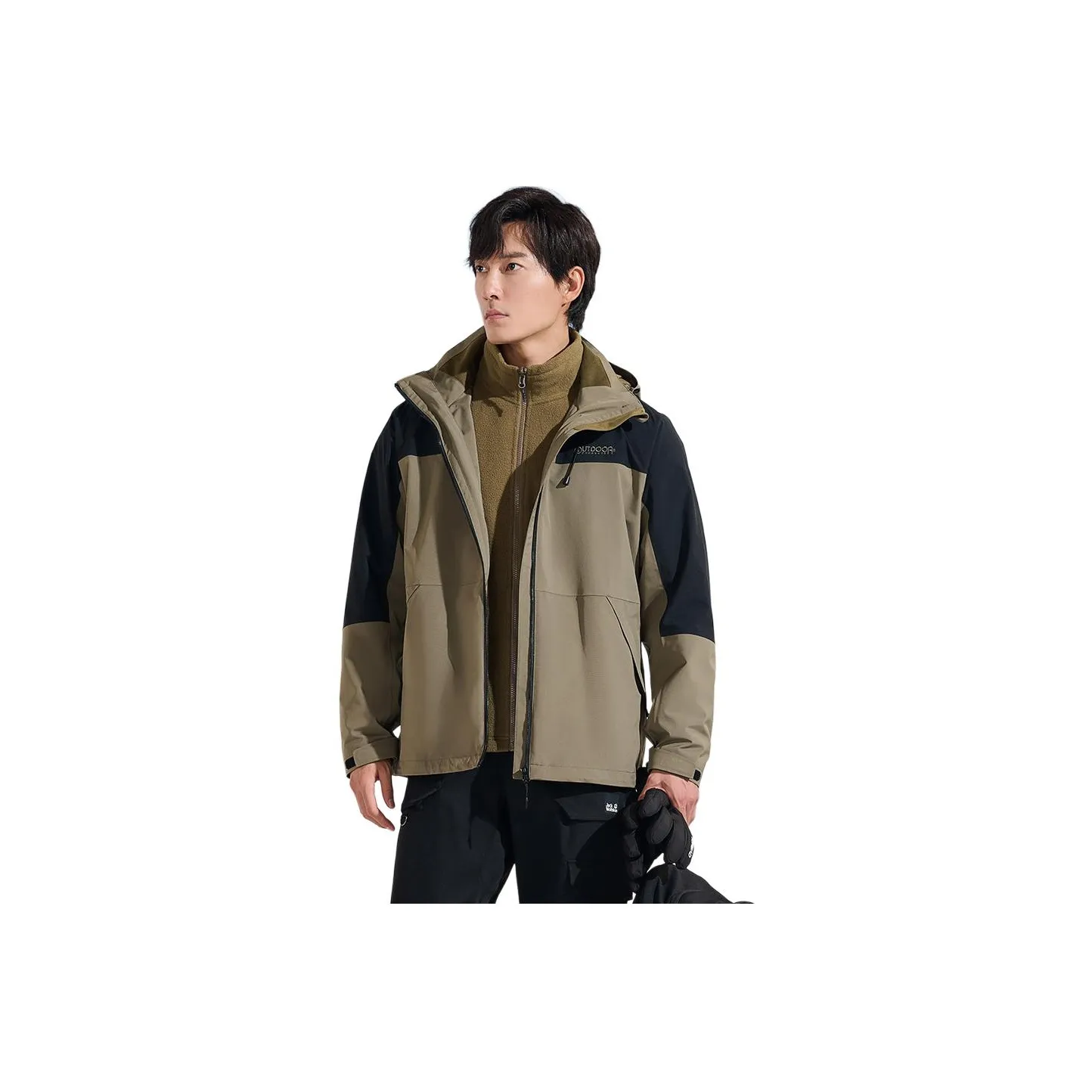 OUTDOOR PRODUCTS Водонепроницаемый и Ветрозащитный для сохранения тепла Ветровка Унисекс Оливково-зеленый Черный