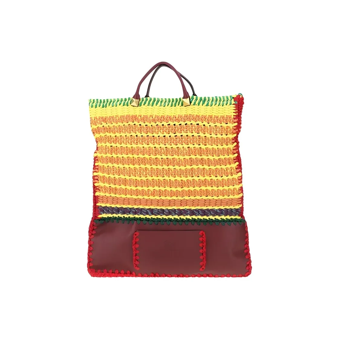 Valentino Crochet Cow Leather Tote Bag, Shopping Bag, Shoulder Bag, Crossbody Bag, Handbag Regular Women's