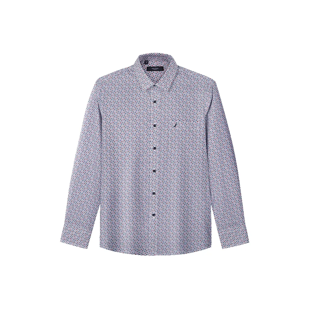 NAUTICA TAILORED Длинный рукав рубашка мужская темно-синий узор