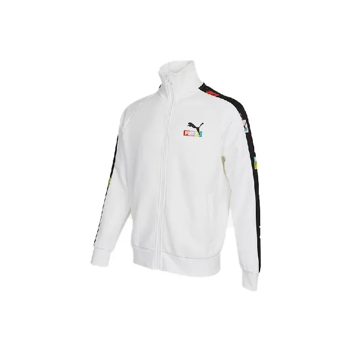 Puma Men's Side Logo Stand Collar Sport Jacket White